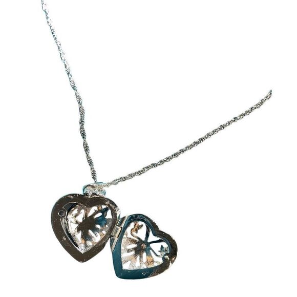 Marcasite Sterling Heart Locket Necklace - Picture 10 of 15